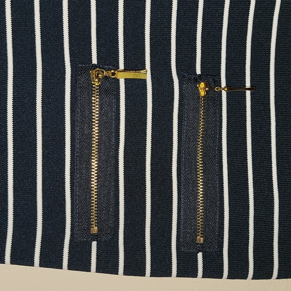 HP🎉 Carmen Marc Valvo Short Sleeve Striped Midi Dress - Size L - Picture 8 of 9